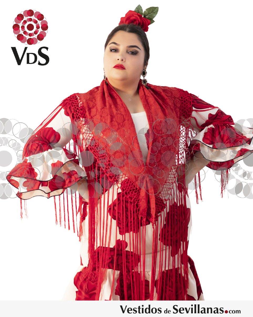 Mantones de flamenca rojos